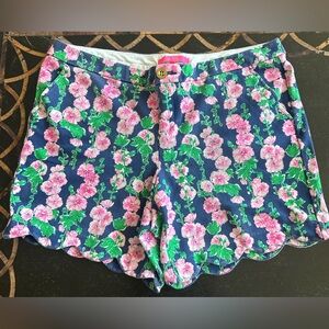 Lilly Pulitzer Darci Shorts Oyster Bay, Size 14, Navy with Pink Flowers